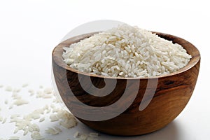 Raw rice white background