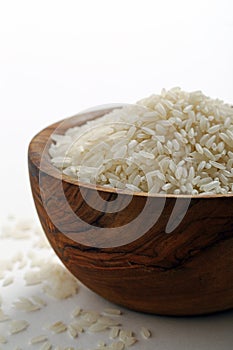Raw rice white background