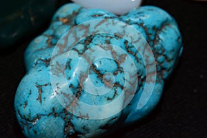 close up of a raw turquoise stone