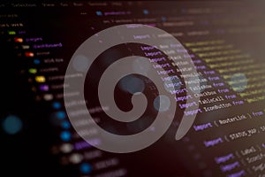 Close-up of React JavaScript code with multiple import statements for UI components on a dark-themed editor, perfect for frontend