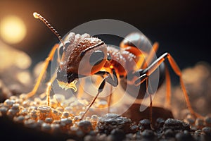 Close up Realistic Ants finding food, Created with Generative Ai