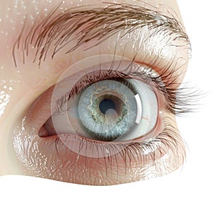 Close-up of a Realistic Human Eye with Long Eyelashes photo