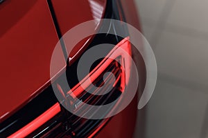 Close-up of the rear light of a modern car. Led optics of the car. Detail on the rear light of a car