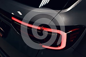 Close-up of the rear light of a modern car. Led optics of the car. Detail on the rear light of a car
