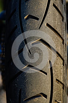 close-up of the rear tire of a motorcycle