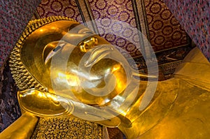 A Close-up of the Reclining Buddha at Wat Pho in Bangkok, Thailand