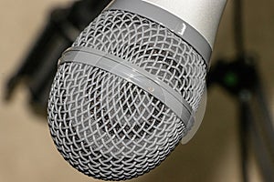Close up of recording studio microphone