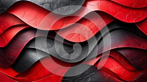 A close up of a red and black abstract patterned wallpaper, AI