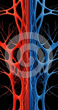 a close up of a red and black octopus