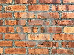 Close up red bricks wall texture background.