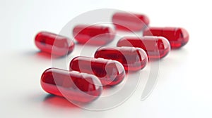 Close-up of red capsules on white background