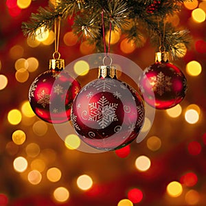 Close Up Red Christmas Balls