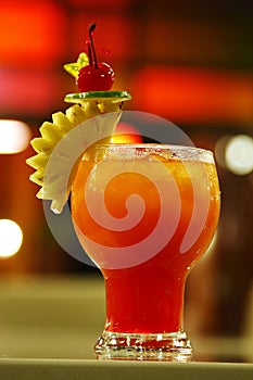 Close up red cocktail from fruit