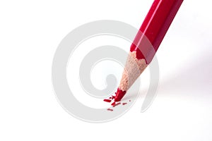 Close up of red color pencil head break