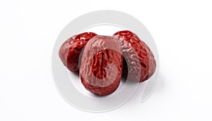 Close up of red dates jujube isolated on white background