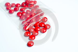 Close up of red drug