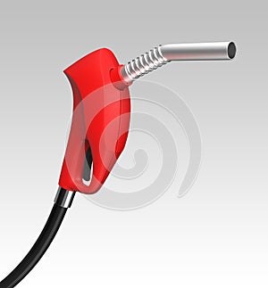 Close up of red gas nozzle on gradient background