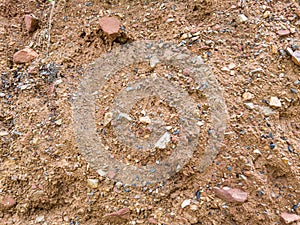 Close-up Red ground and small stones background