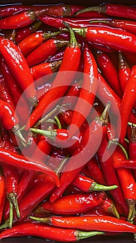 Close up of red hot chili peppers texture background, copy space