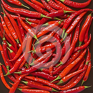 Close up of red hot chili peppers texture background, copy space