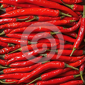 Close up of red hot chili peppers texture background, copy space