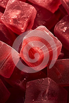 Close-up of Red Ice Cubes