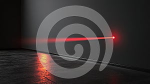 Close Up of Red Laser Light Beam on Dark Background