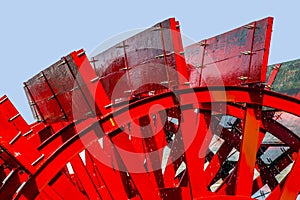 Close-up of a red paddle wheel