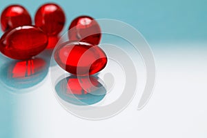 Close-up of red painkiller pills