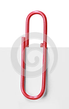 Close up of a red paper clip