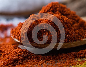 Close up of red paprika spice photo