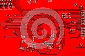 Close up of red PCB