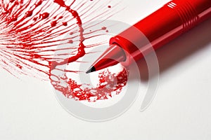 Close-Up of Red Pen on White Surface