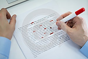 Marking Error During Spellchecking Text With Red Pencil