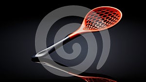 A close up of a red plastic spoon with black background, AI