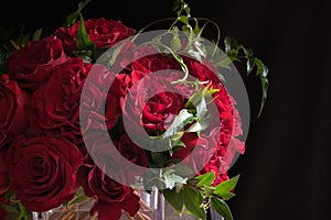 Close Up Of Red Roses Floral Arrangement