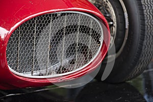 Close up of a red sports car vintage