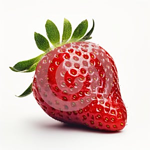 Close-up Of A Red Strawberry On White Background photo