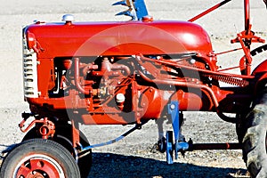 Close up of the red tractor