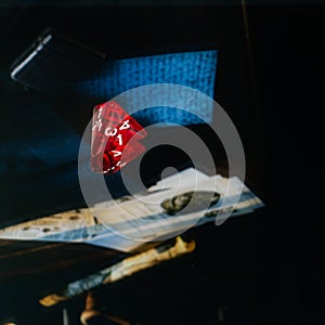 Image of a red four sided die