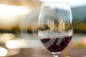 Close-up Of red wine glass