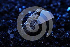 Close-up of a Reflective Obsidian Stone with Crystal Formations