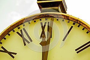 Close up of a retro clock and time is 12 o`clock