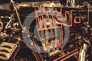 Close up of retro internal combustion engine