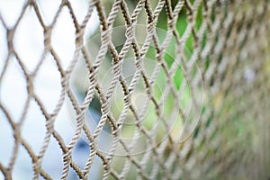 Close up retro old rope and fishing net