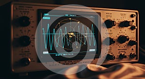 Vintage Analog Oscilloscope Displaying Complex Waveforms