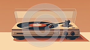 Close up of a Retro style vintage record player in sepia colors