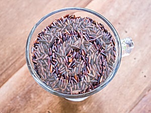 Close up rice berry in a glass