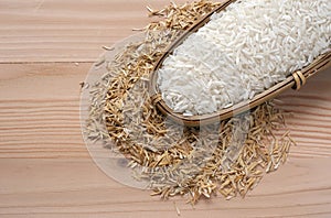 close up Rice and rice hulls