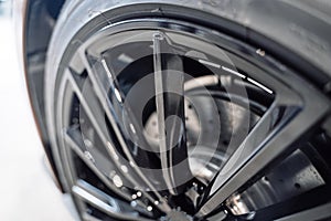 Close up of rim car alloy wheel.